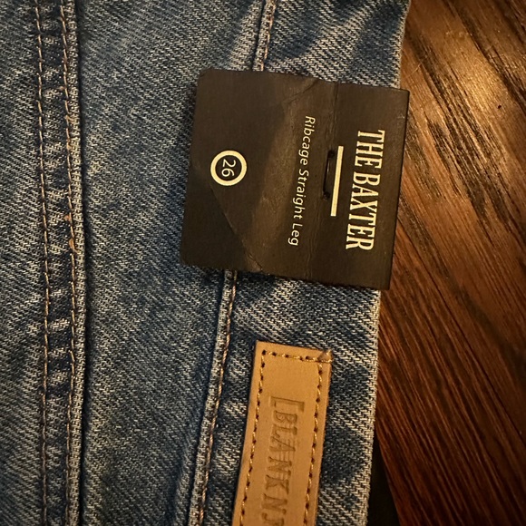 Blank NYC Jeans Blue Baxter Wide Leg Denim | Moto Faux Leather Biker - Picture 6 of 11